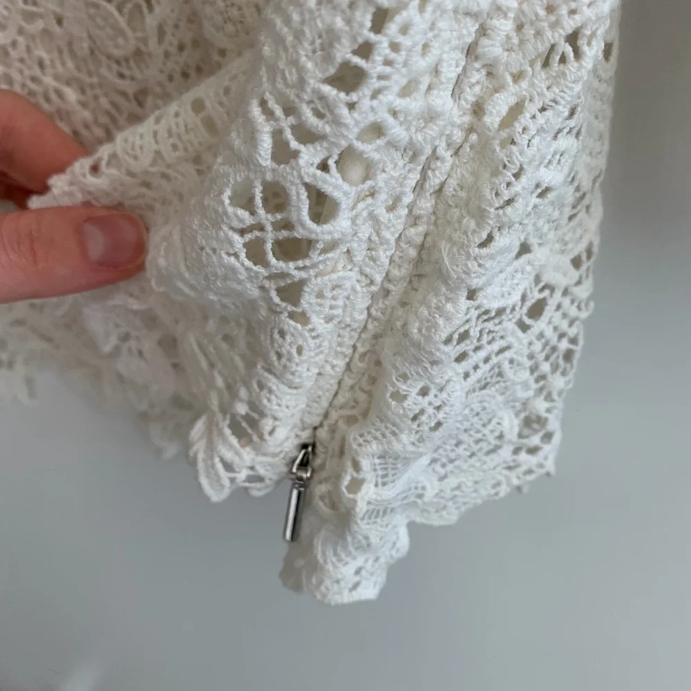 Rebecca Taylor Cream Lace Blouse Size 0 - Picture 4 of 7